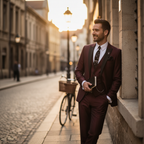 Lucas | Men's Three Piece Suit With Notch Lapel And Contrast Trim | Formal