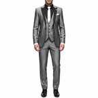 Lucas | Men's Three Piece Suit With Notch Lapel And Contrast Trim | Formal