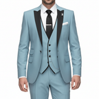 Lucas | Men's Three Piece Suit With Notch Lapel And Contrast Trim | Formal