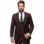 Lucas | Men's Three Piece Suit With Notch Lapel And Contrast Trim | Formal