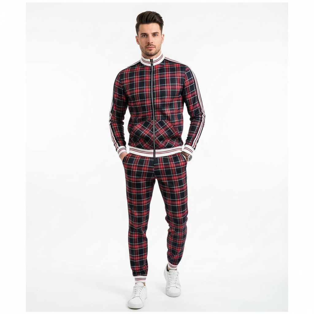 Lucas | Men's Tracksuit With Zip Jacket And Side Stripe Pants | Sporty