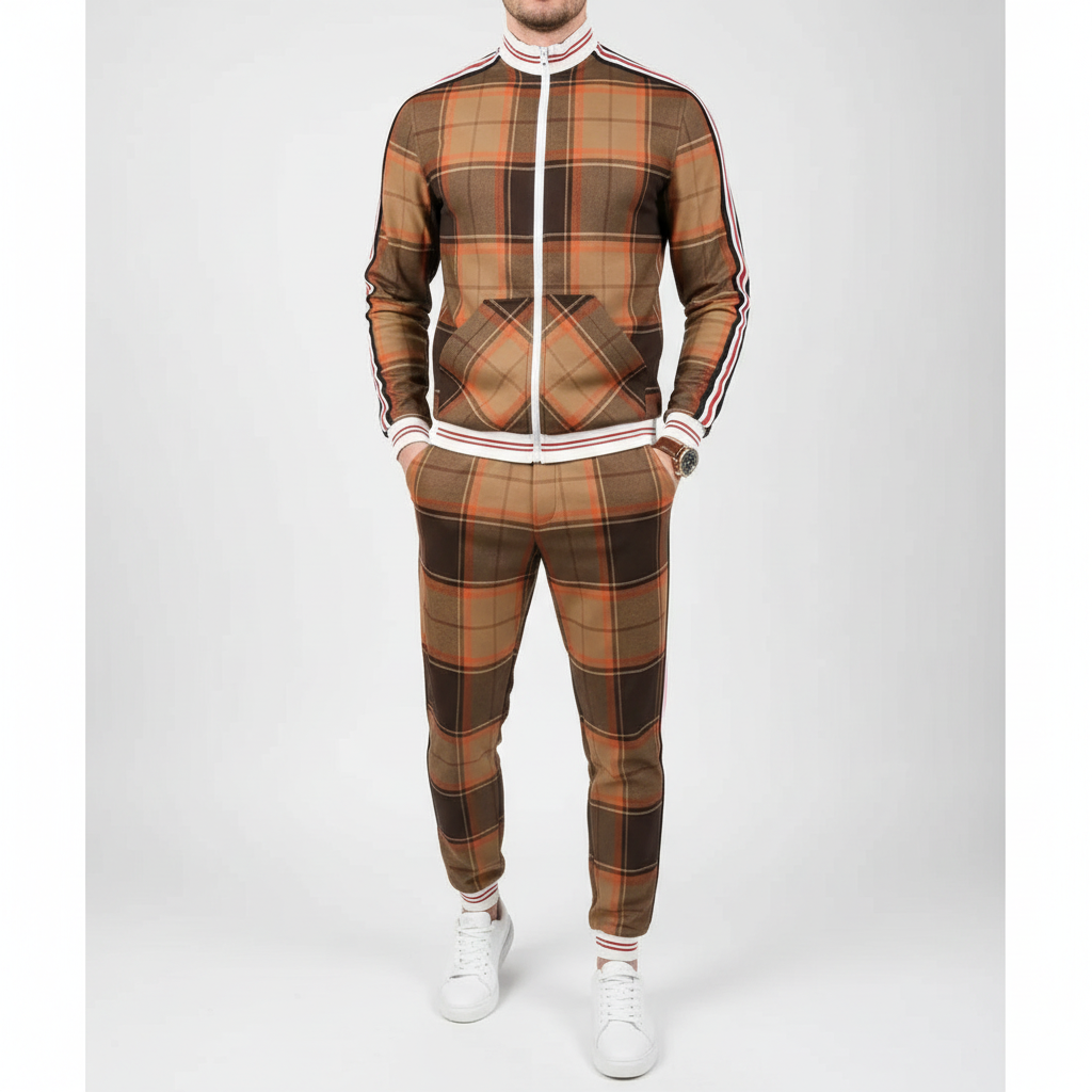 Lucas | Men's Tracksuit With Zip Jacket And Side Stripe Pants | Sporty