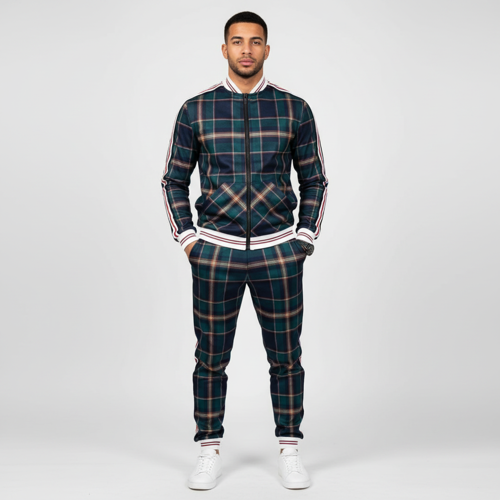 Lucas | Men's Tracksuit With Zip Jacket And Side Stripe Pants | Sporty