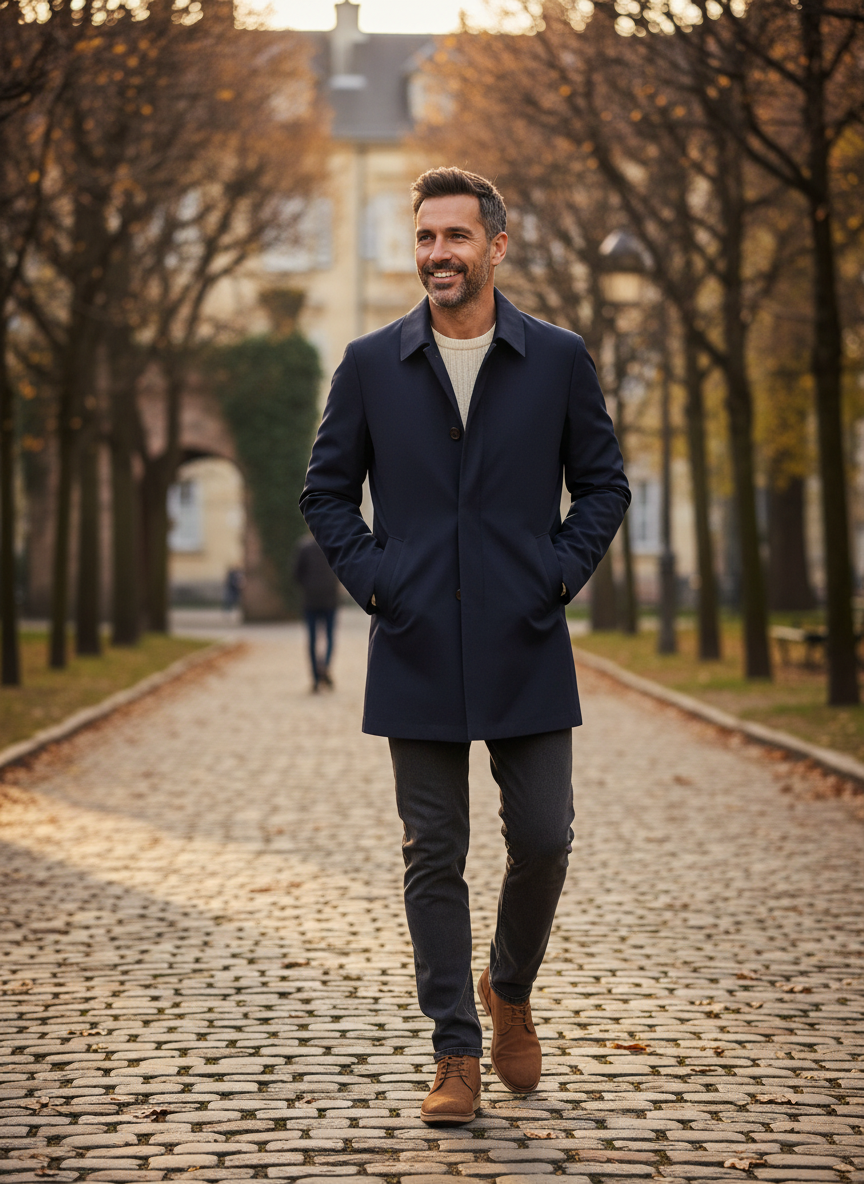 Lucas | Men's Trench Coat With Button Closure And Side Pockets | Classic