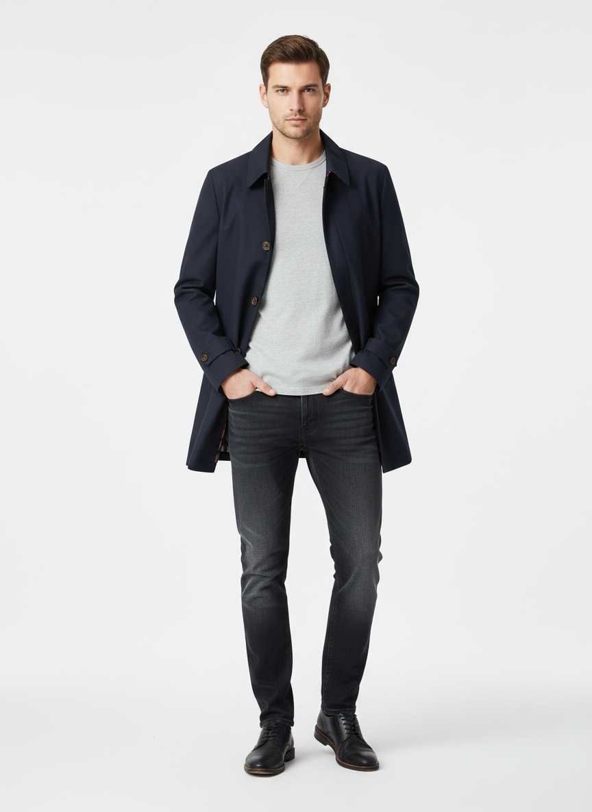 Lucas | Men's Trench Coat With Button Closure And Side Pockets | Classic