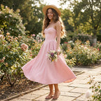 Luna | Women’s Formal Midi Dress With Spaghetti Straps And Sweetheart Neckline | Elegant