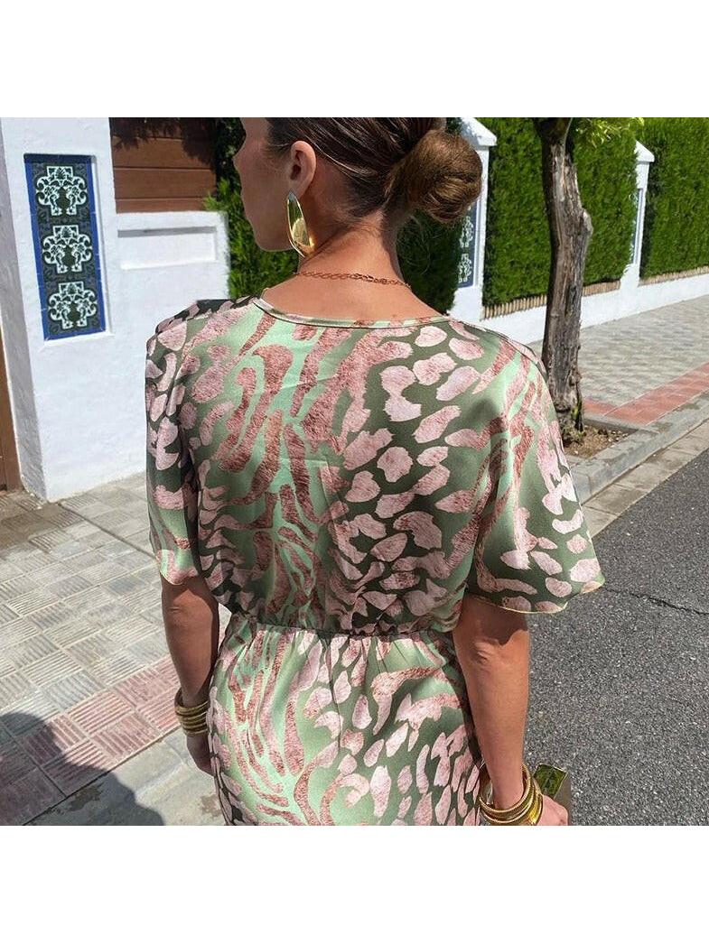 Lunaria | Women's Wedding Guest Dress With Plunging V Neck And Twist Waist Detail