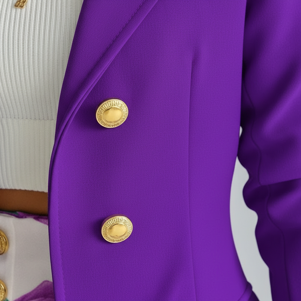 Madison | Women's Blazer And Skirt Co-ord Set With Gold Buttons And Pleated Skirt | Chic