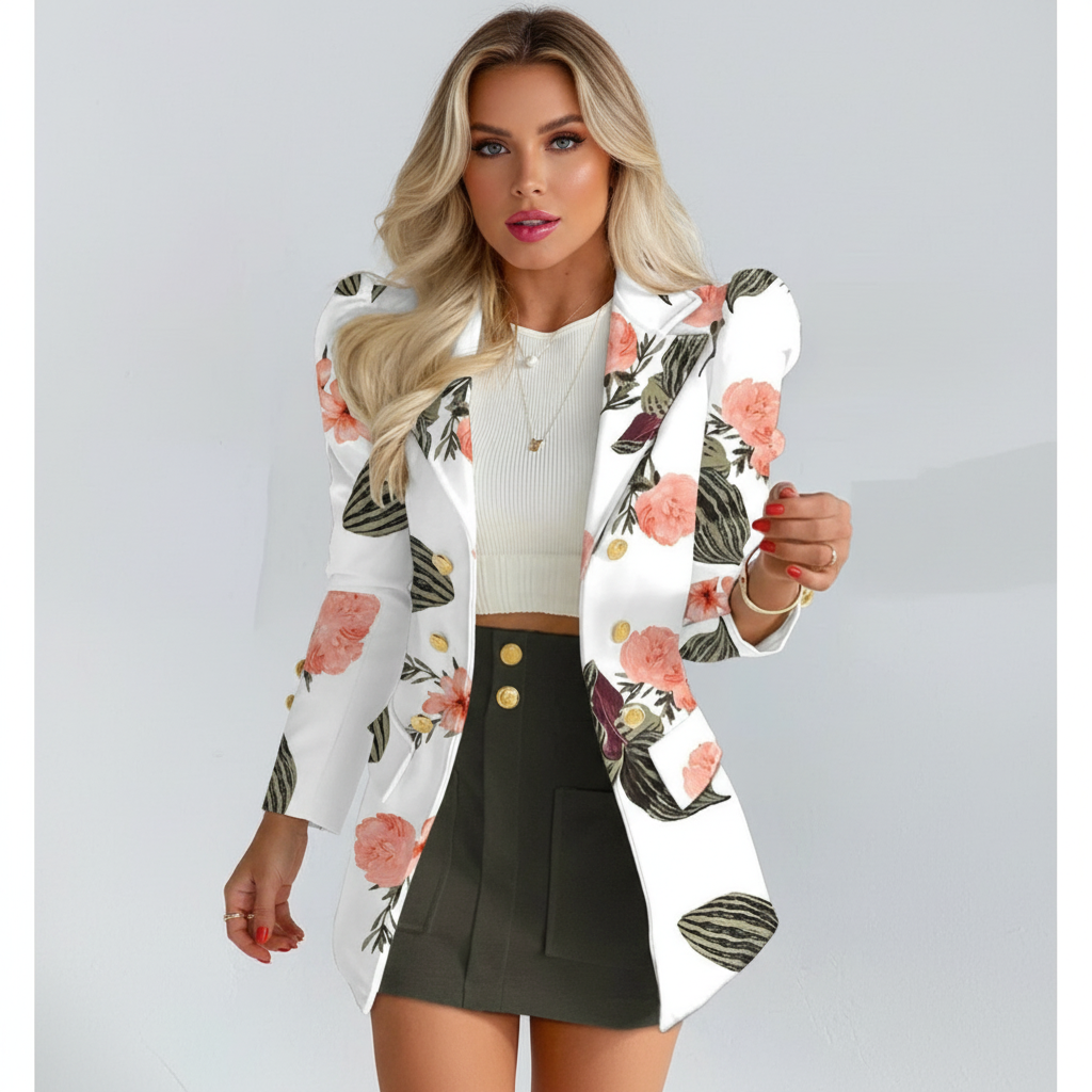 Madison | Women's Blazer And Skirt Co-ord Set With Gold Buttons And Pleated Skirt | Chic