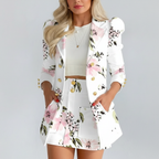 Madison | Women's Blazer And Skirt Co-ord Set With Gold Buttons And Pleated Skirt | Chic