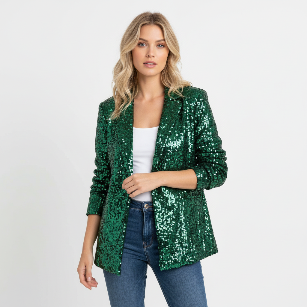 Madison | Women's Blazer With Sequin Texture And Notch Lapel | Glamorous