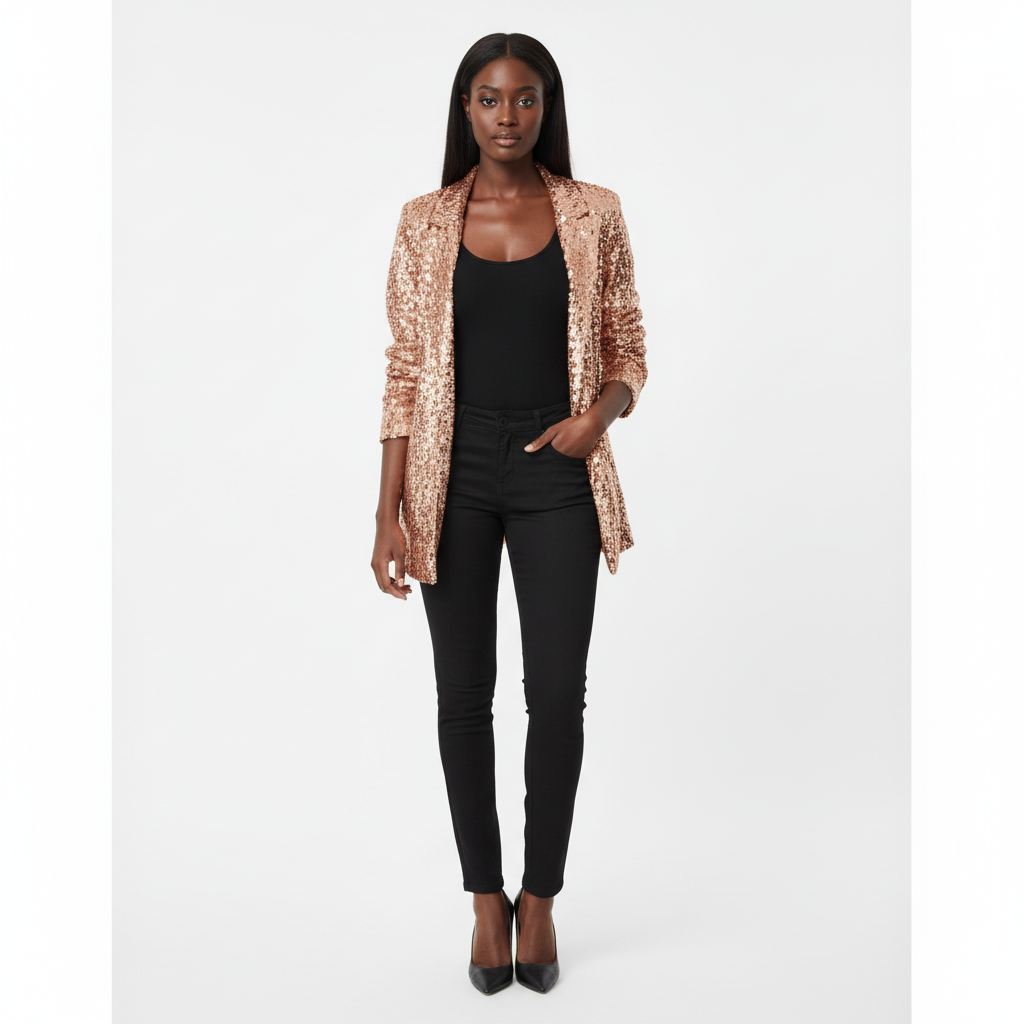 Madison | Women's Blazer With Sequin Texture And Notch Lapel | Glamorous
