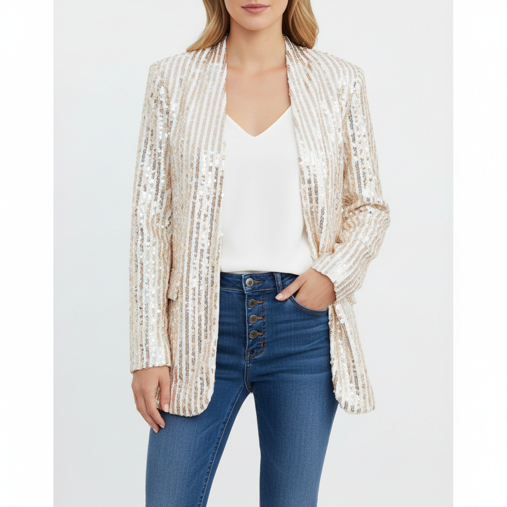 Madison | Women's Blazer With Sequin Texture And Notch Lapel | Glamorous