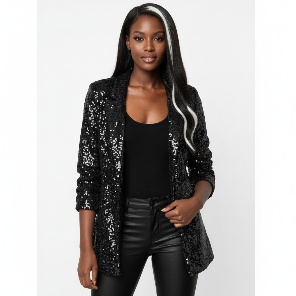 Madison | Women's Blazer With Sequin Texture And Notch Lapel | Glamorous