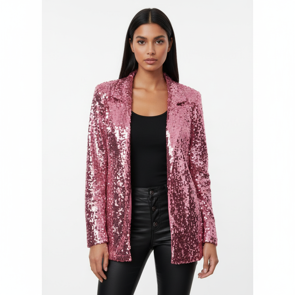 Madison | Women's Blazer With Sequin Texture And Notch Lapel | Glamorous