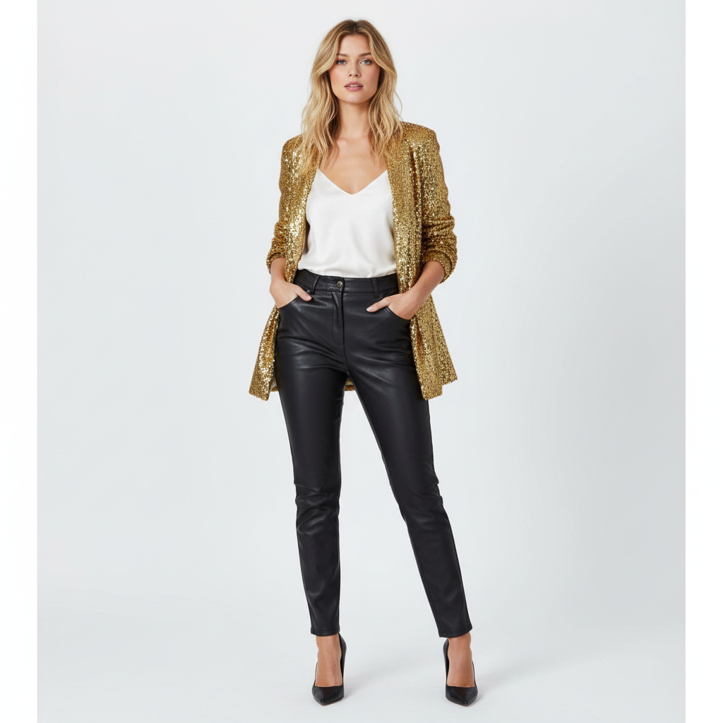 Madison | Women's Blazer With Sequin Texture And Notch Lapel | Glamorous