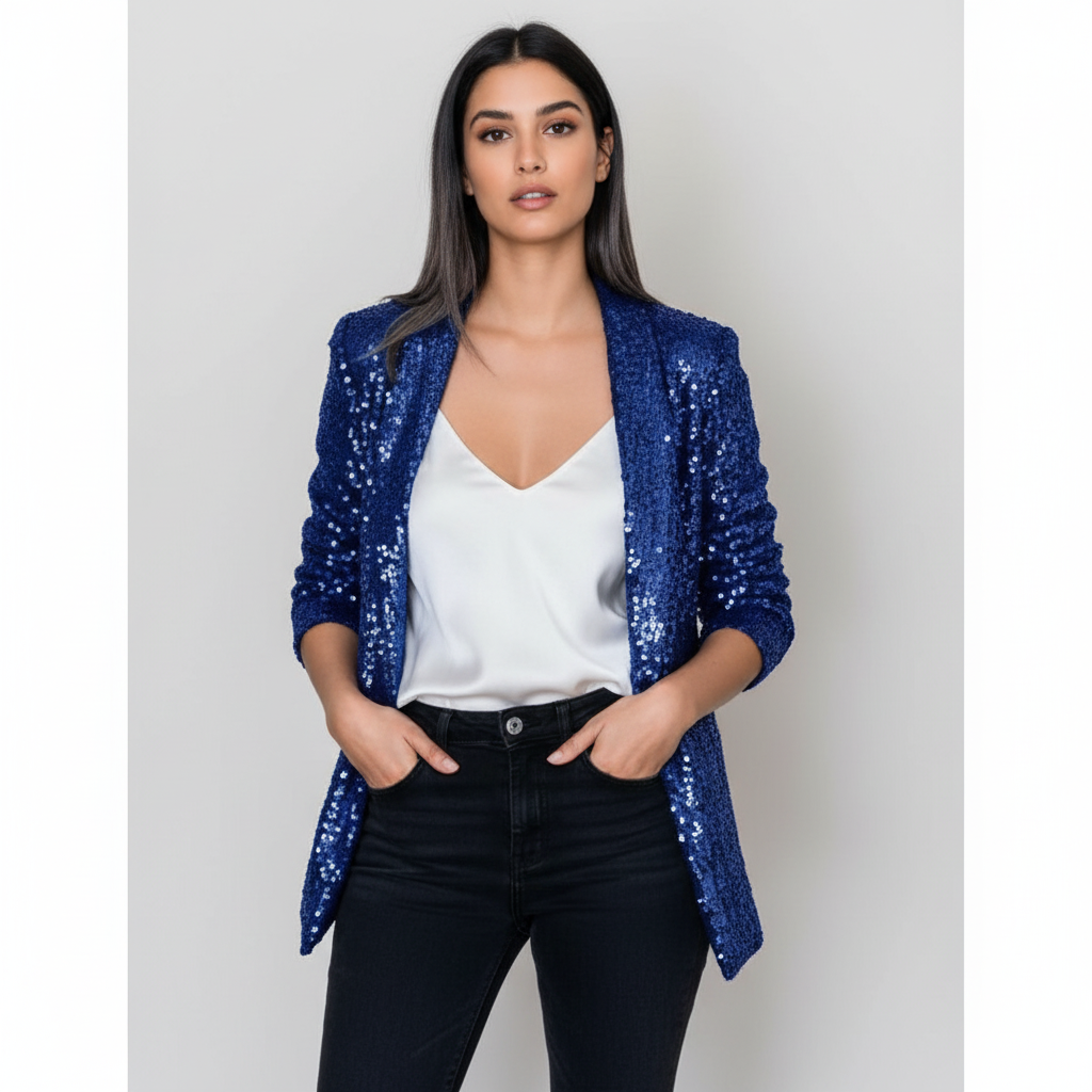 Madison | Women's Blazer With Sequin Texture And Notch Lapel | Glamorous
