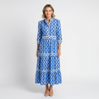 Madison | Women's Chain Pattern Midi Dress With Pleated Skirt And V-Neck | Elegant