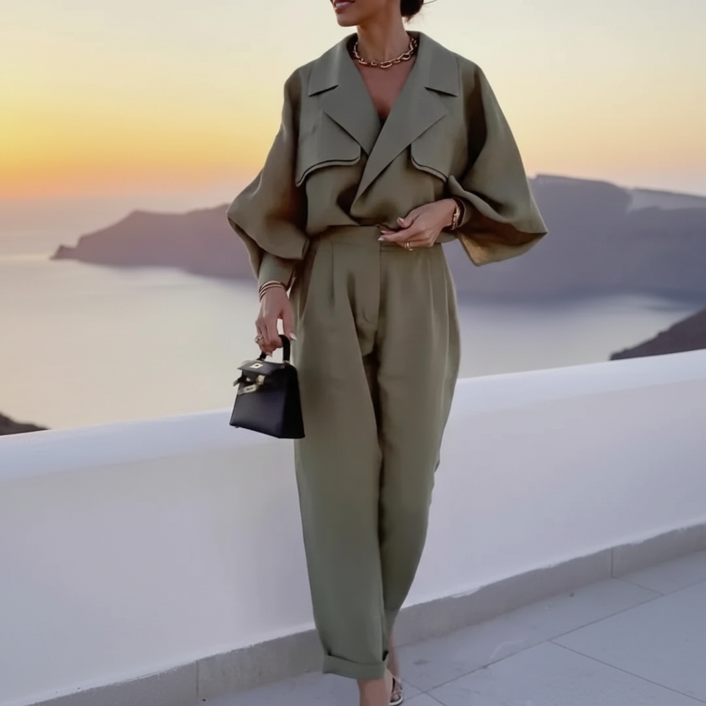 Madison | Women's Jumpsuit With Long Sleeves And Flap Pocket Detail | Modern