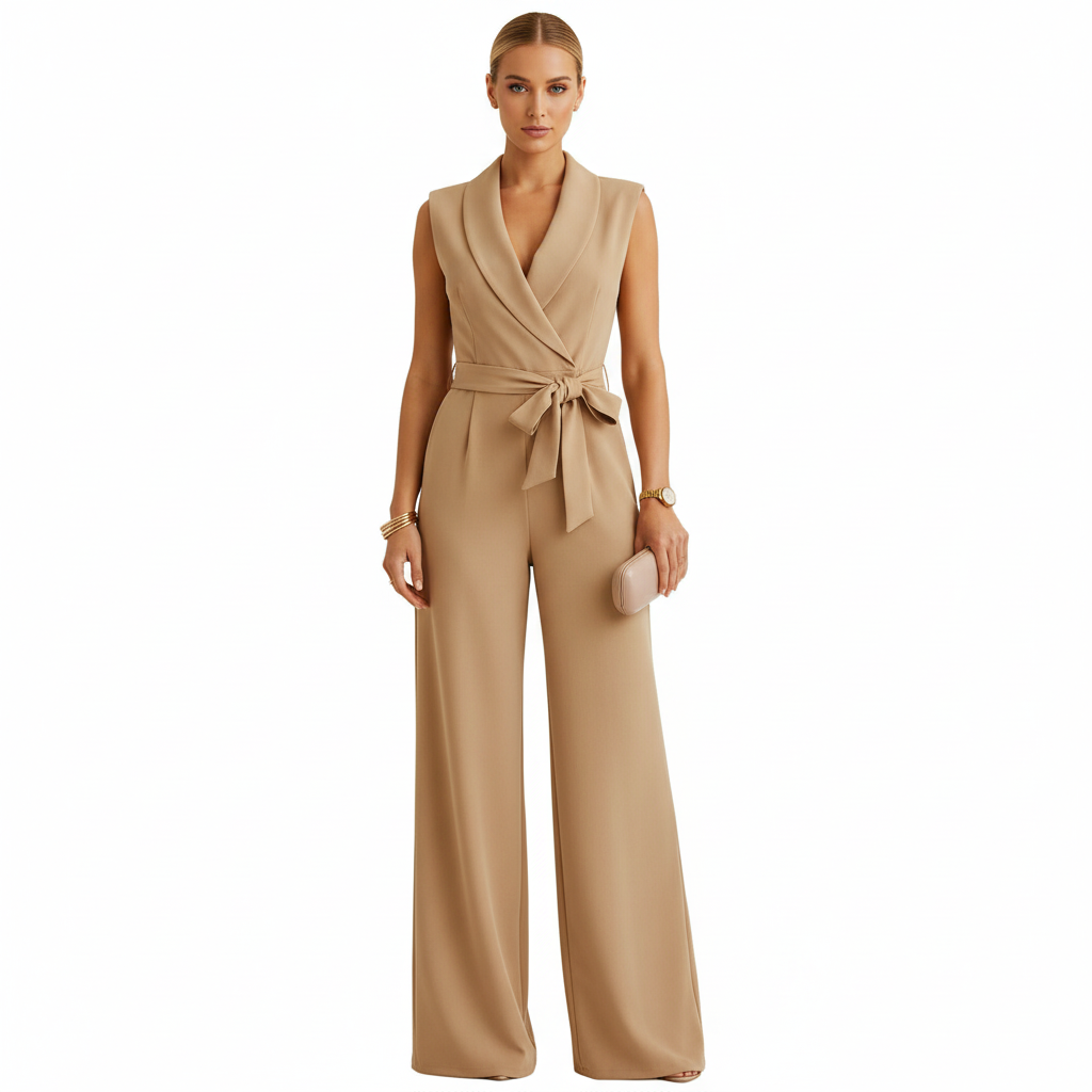 Madison | Women's Jumpsuit With Sleeveless Design And Waist Tie Detail | Elegant