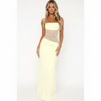 Madison | Women's Lace Maxi Dress With Spaghetti Straps And Draped Waist | Elegant