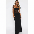 Madison | Women's Lace Maxi Dress With Spaghetti Straps And Draped Waist | Elegant