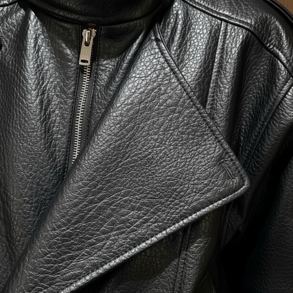 Madison | Women's Leather Jacket With Asymmetric Zip And High Neck | Biker