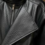 Madison | Women's Leather Jacket With Asymmetric Zip And High Neck | Biker
