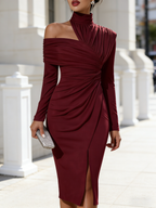 Madison | Women’s Long Sleeve Dress One-Shoulder With Asymmetric Neckline