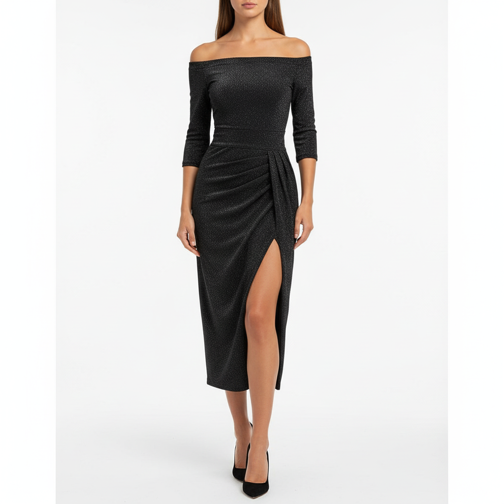 Madison | Women’s Long Sleeve Maxi Dress One-Shoulder With Asymmetric Neckline