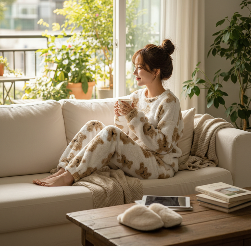 Madison | Women's Loungewear Set With Long Sleeve Top And Bear Pattern | Cozy