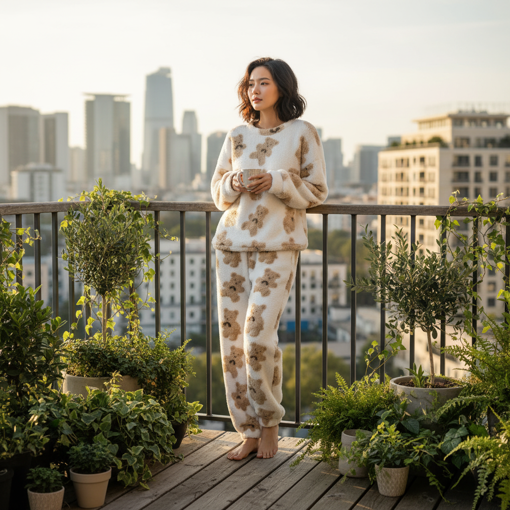 Madison | Women's Loungewear Set With Long Sleeve Top And Bear Pattern | Cozy