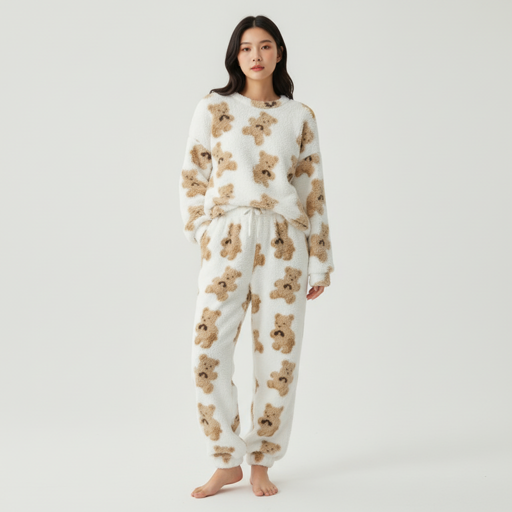 Madison | Women's Loungewear Set With Long Sleeve Top And Bear Pattern | Cozy