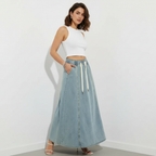 Madison | Women's Maxi Skirt With Drawstring Waist And Pockets | Casual