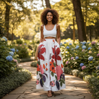 Madison | Women's Maxi Skirt With Pleated Design And Floral Print | Elegant