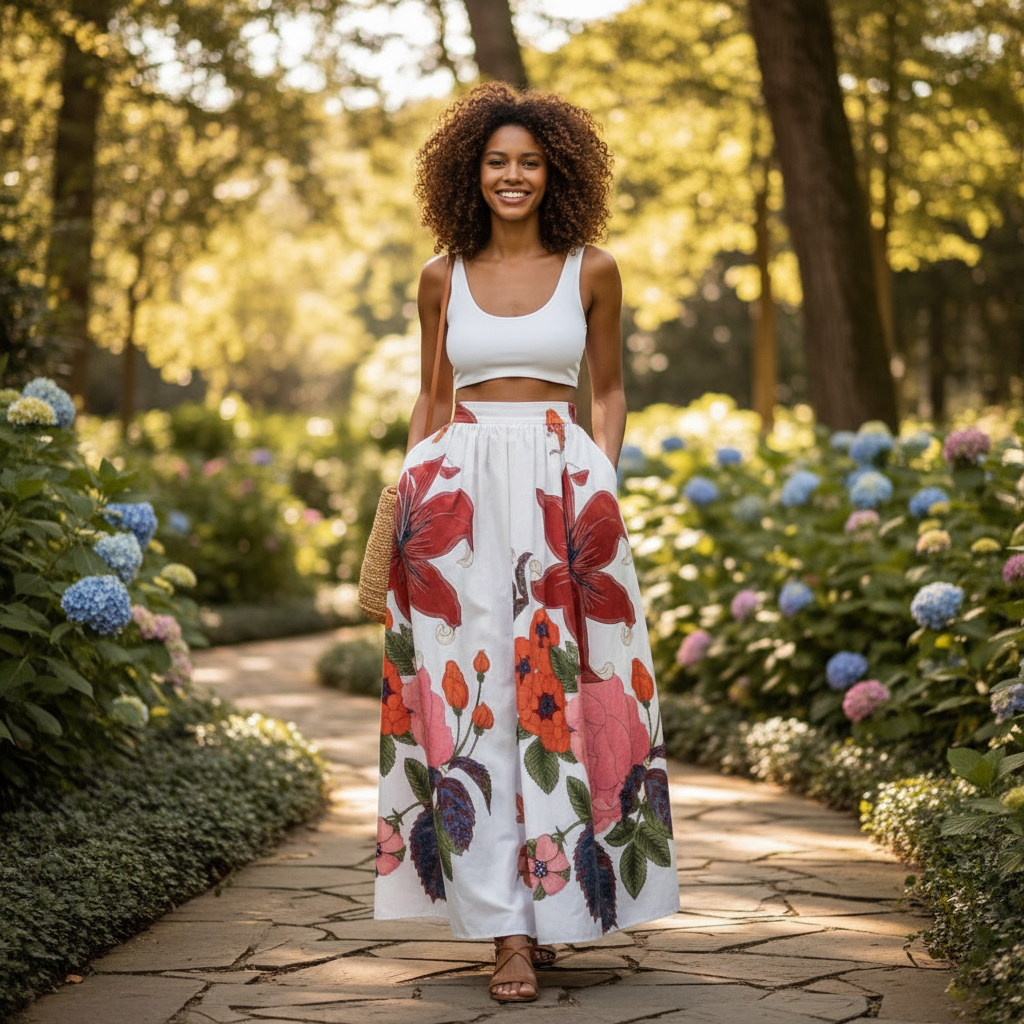 Madison | Women's Maxi Skirt With Pleated Design And Floral Print | Elegant