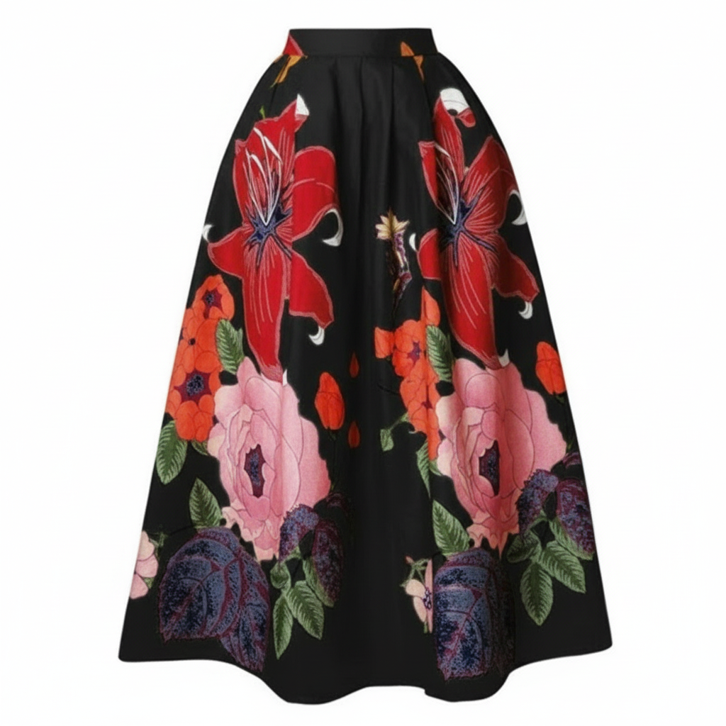 Madison | Women's Maxi Skirt With Pleated Design And Floral Print | Elegant
