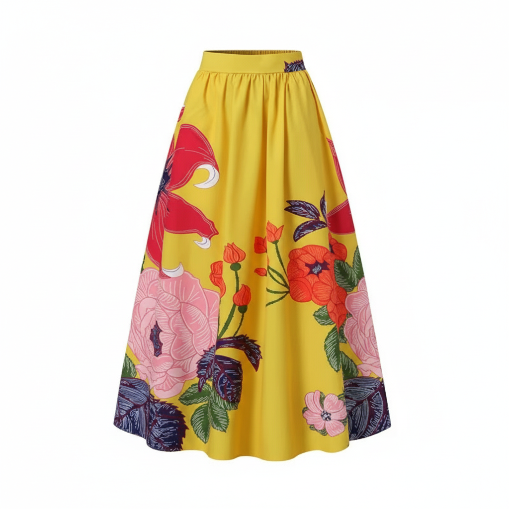 Madison | Women's Maxi Skirt With Pleated Design And Floral Print | Elegant
