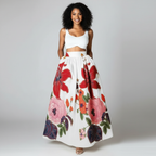 Madison | Women's Maxi Skirt With Pleated Design And Floral Print | Elegant