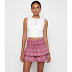 Madison | Women's Mini Skirt With Pleated Design And Printed Pattern | Summer