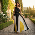 Madison | Women's One Shoulder Dress With Pleated Skirt And Draped Top | Elegant
