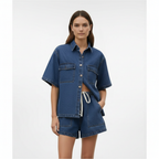 Madison | Women's Short Sleeve Set With Button Closure And Drawstring Waist | Casual