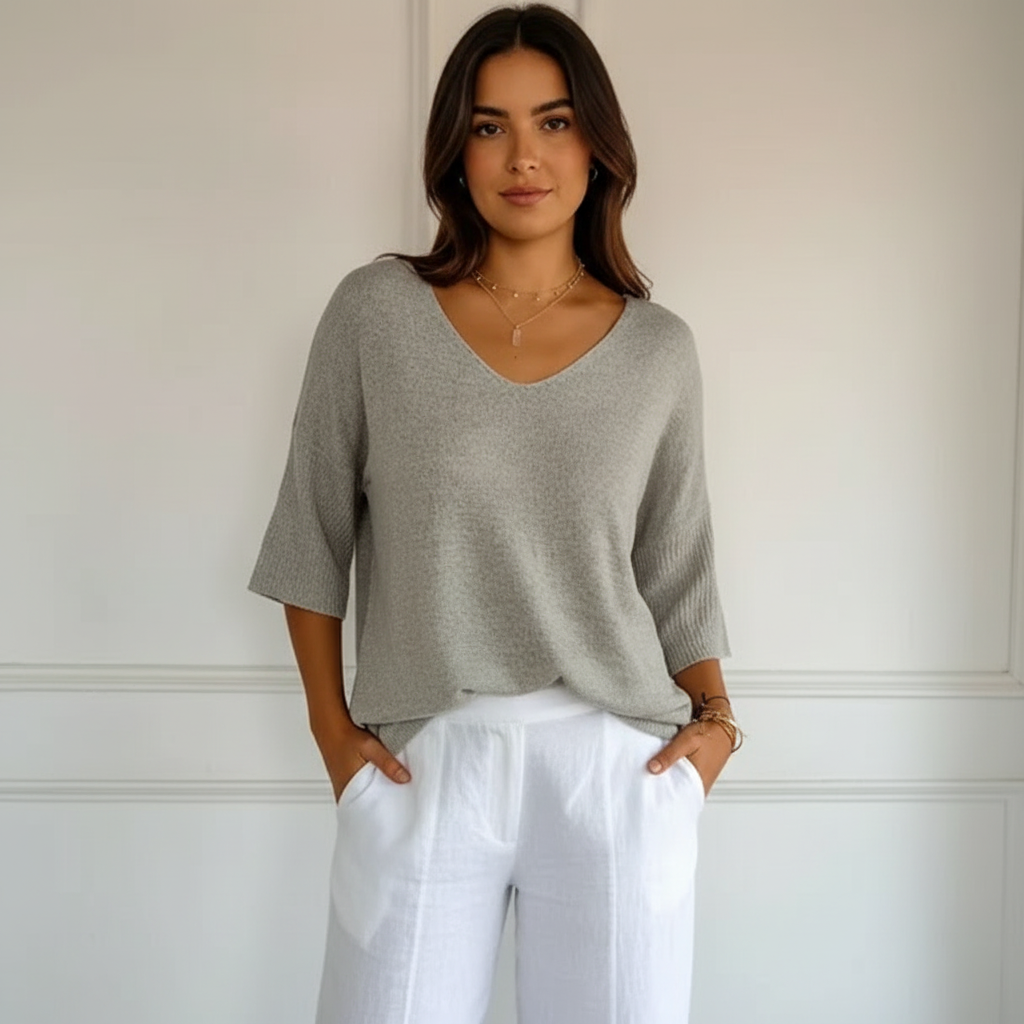Madison | Women's Top With V Neck And Three Quarter Sleeves | Casual