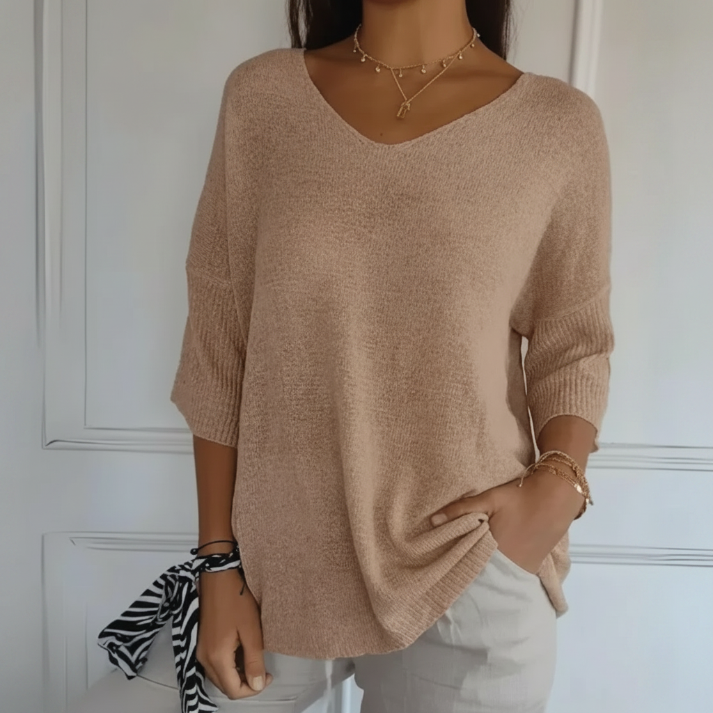 Madison | Women's Top With V Neck And Three Quarter Sleeves | Casual