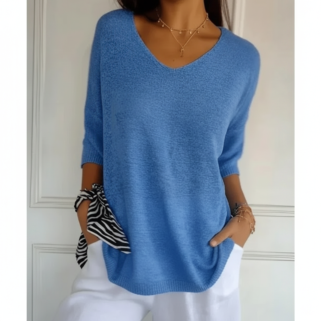 Madison | Women's Top With V Neck And Three Quarter Sleeves | Casual