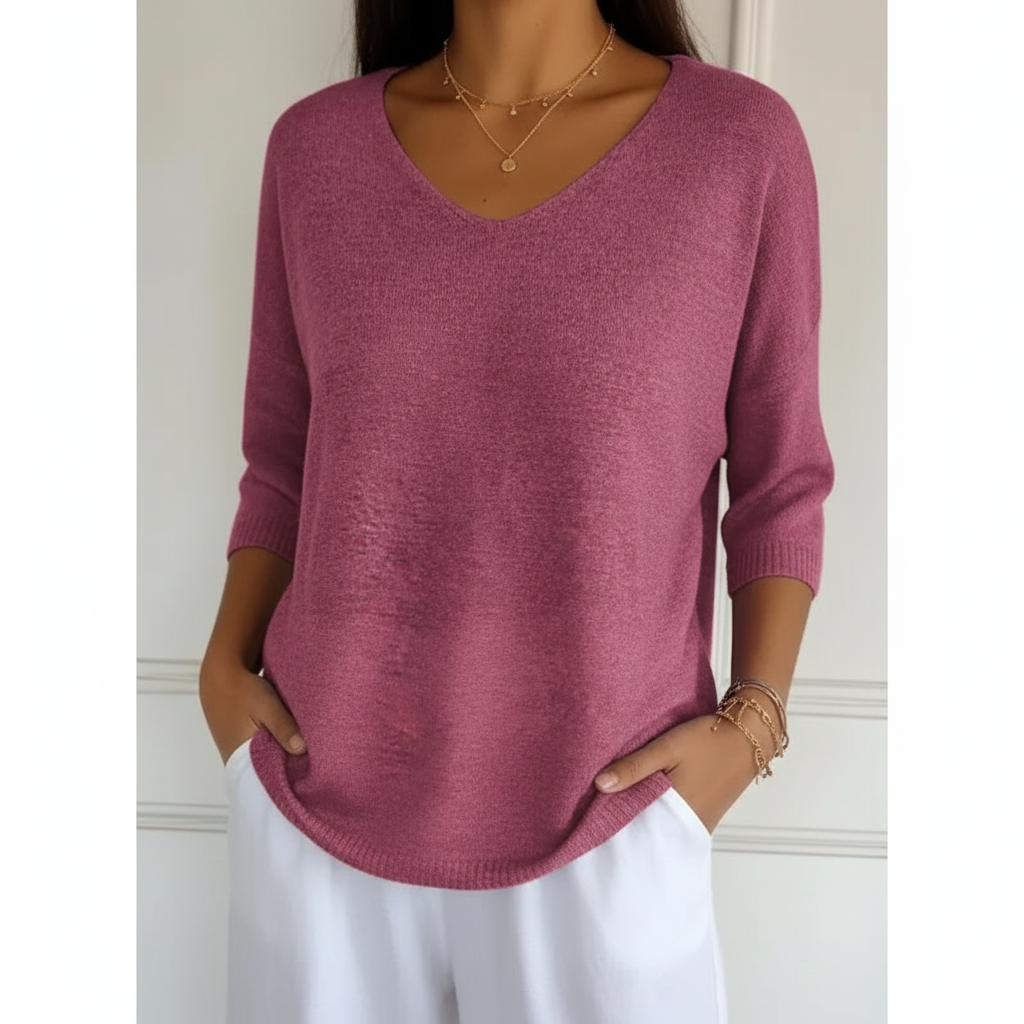 Madison | Women's Top With V Neck And Three Quarter Sleeves | Casual