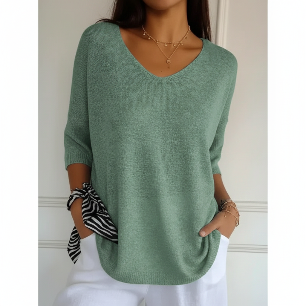 Madison | Women's Top With V Neck And Three Quarter Sleeves | Casual