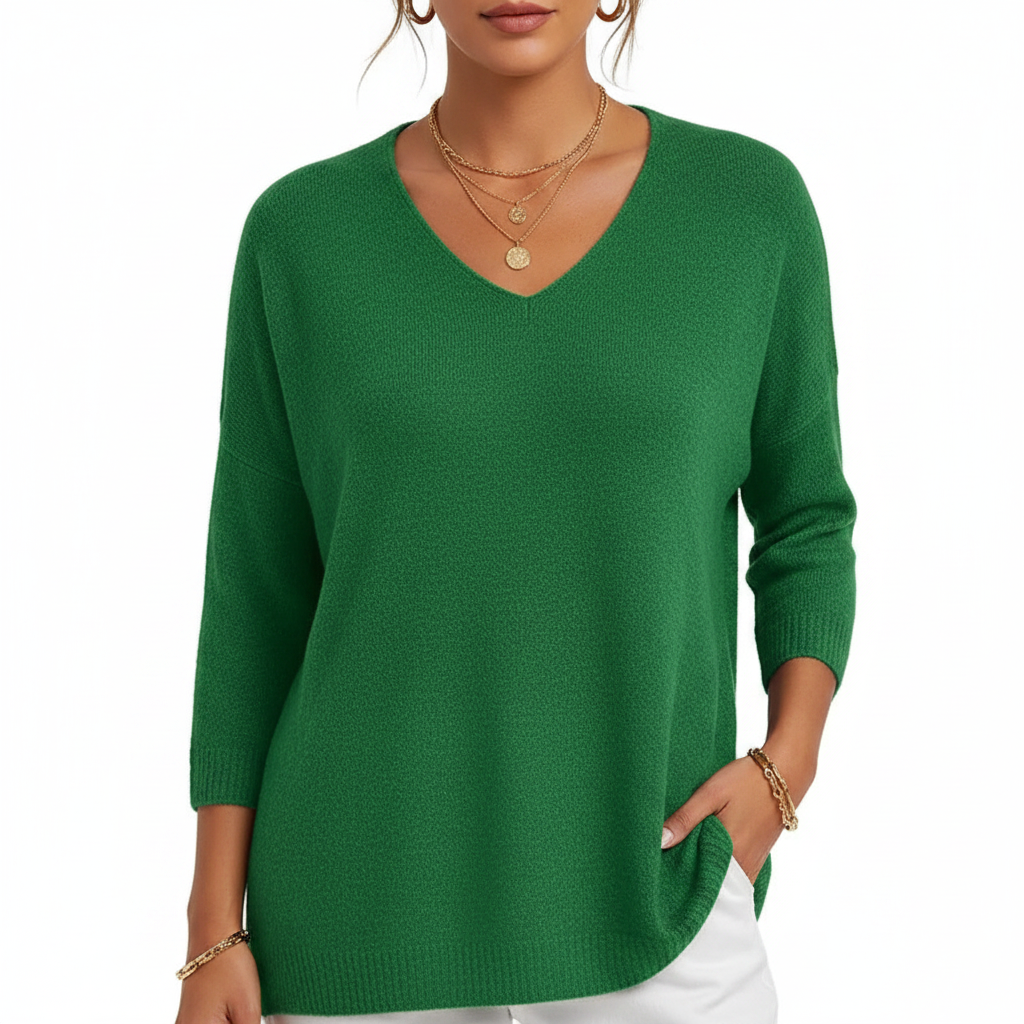 Madison | Women's Top With V Neck And Three Quarter Sleeves | Casual