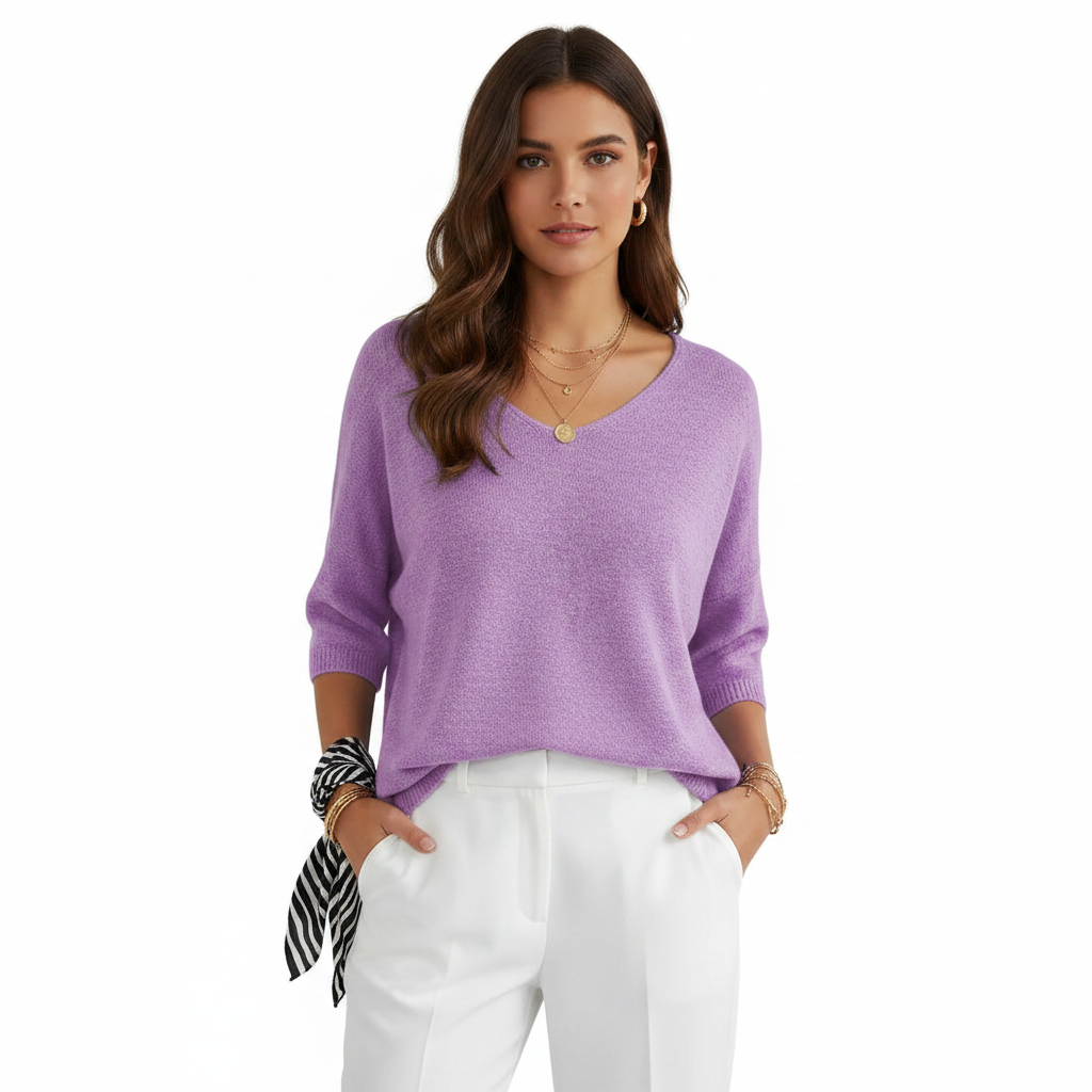 Madison | Women's Top With V Neck And Three Quarter Sleeves | Casual