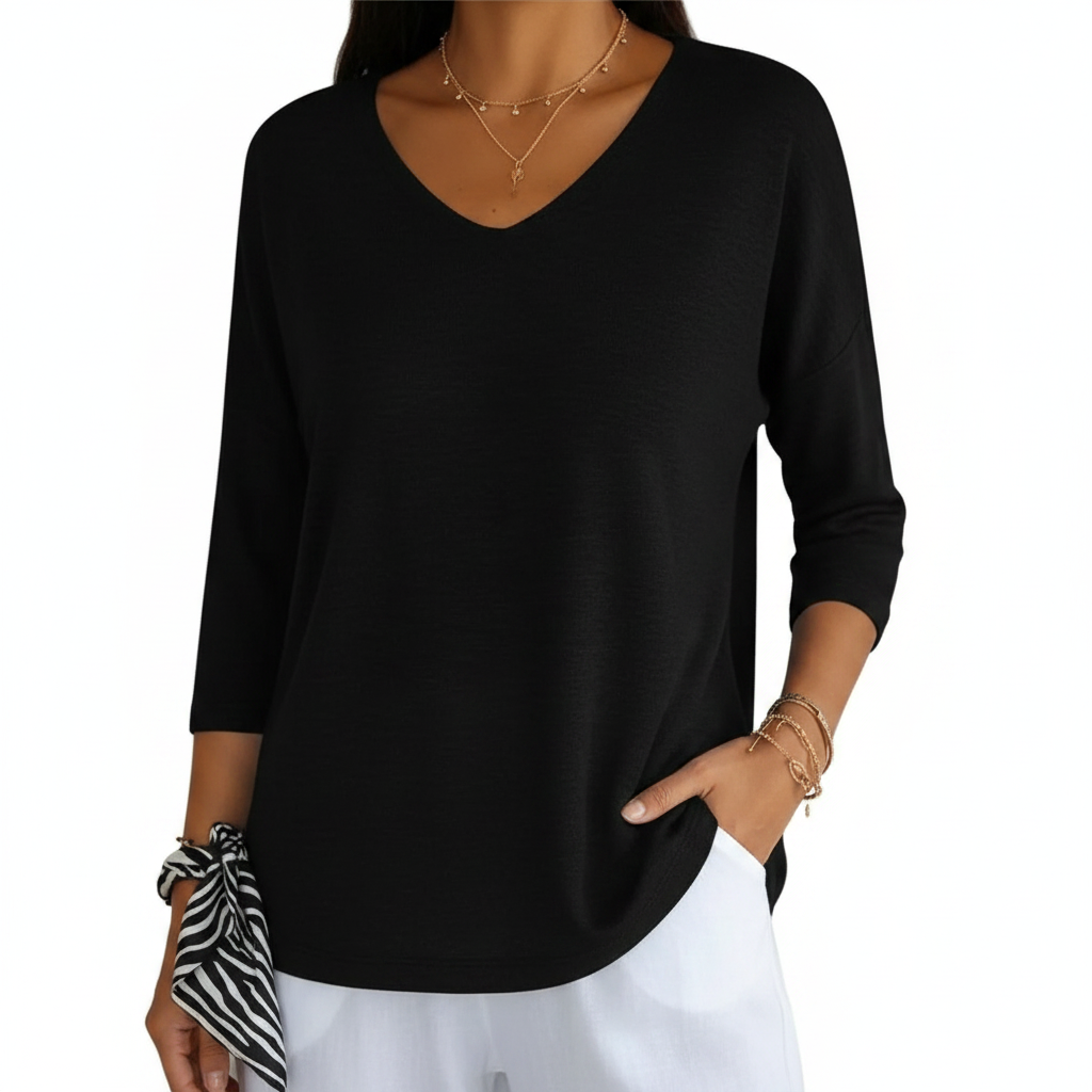 Madison | Women's Top With V Neck And Three Quarter Sleeves | Casual